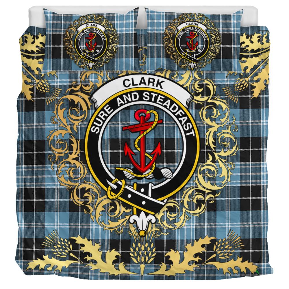 Clark Ancient Tartan Crest Bedding Set - Golden Thistle Style