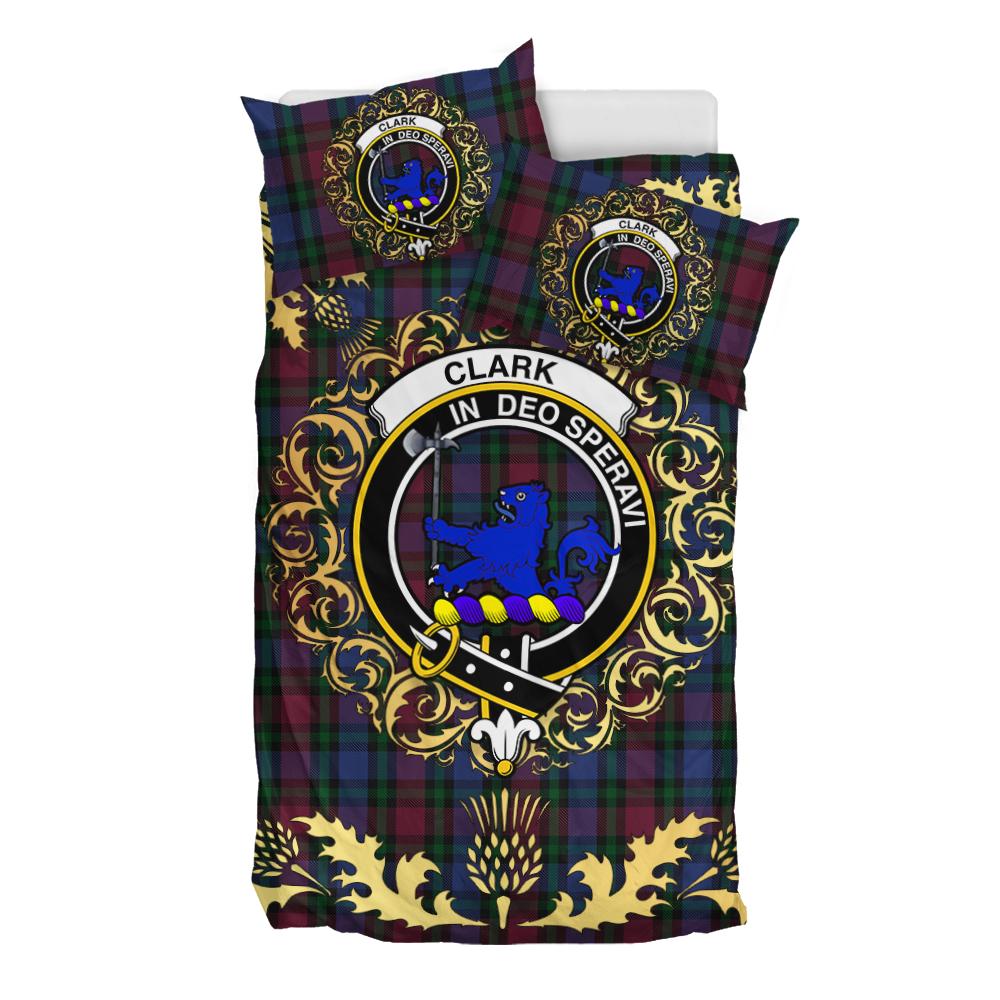 Clark (Lion) 01 Tartan Crest Bedding Set - Golden Thistle Style