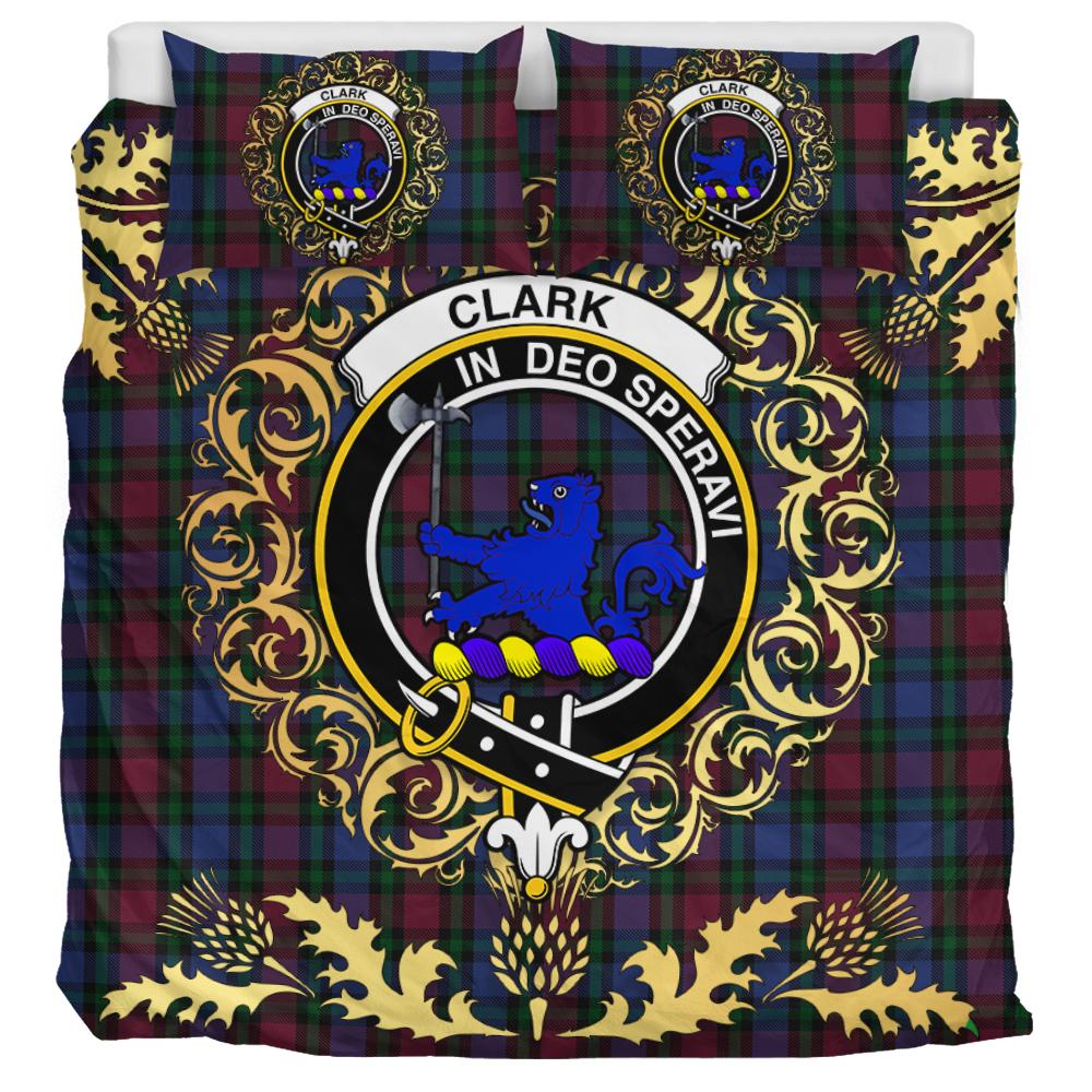 Clark (Lion) 01 Tartan Crest Bedding Set - Golden Thistle Style