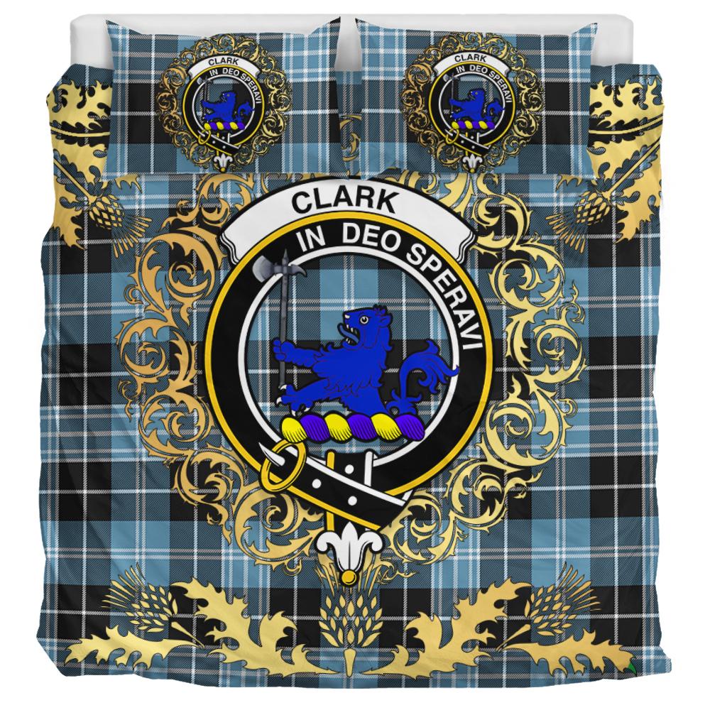 Clark (Lion) Ancient Tartan Crest Bedding Set - Golden Thistle Style