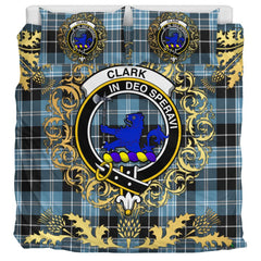 Clark (Lion) Ancient Tartan Crest Bedding Set - Golden Thistle Style