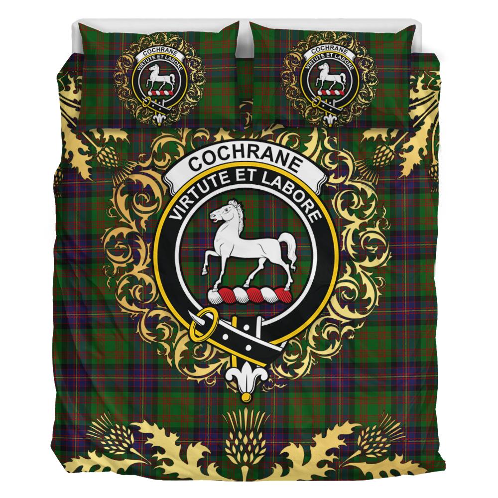 Cochrane 01 Tartan Crest Bedding Set - Golden Thistle Style