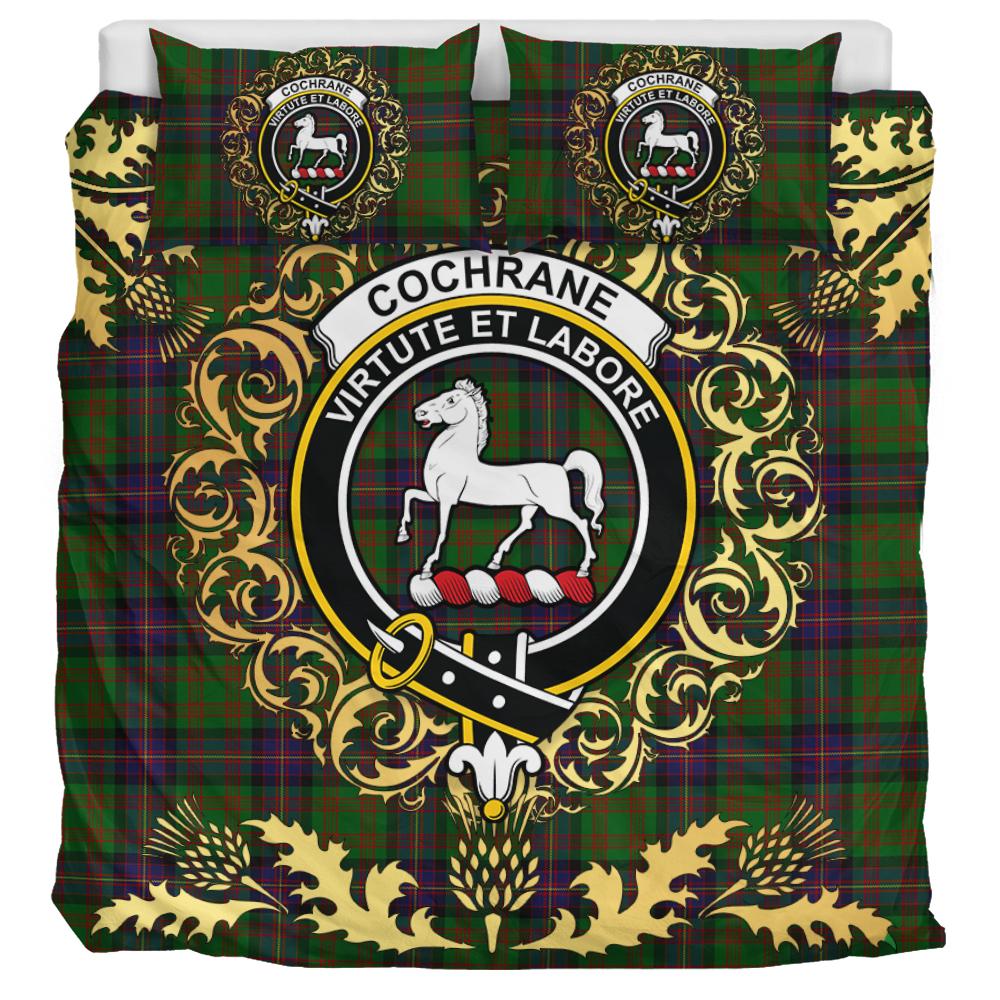 Cochrane 01 Tartan Crest Bedding Set - Golden Thistle Style