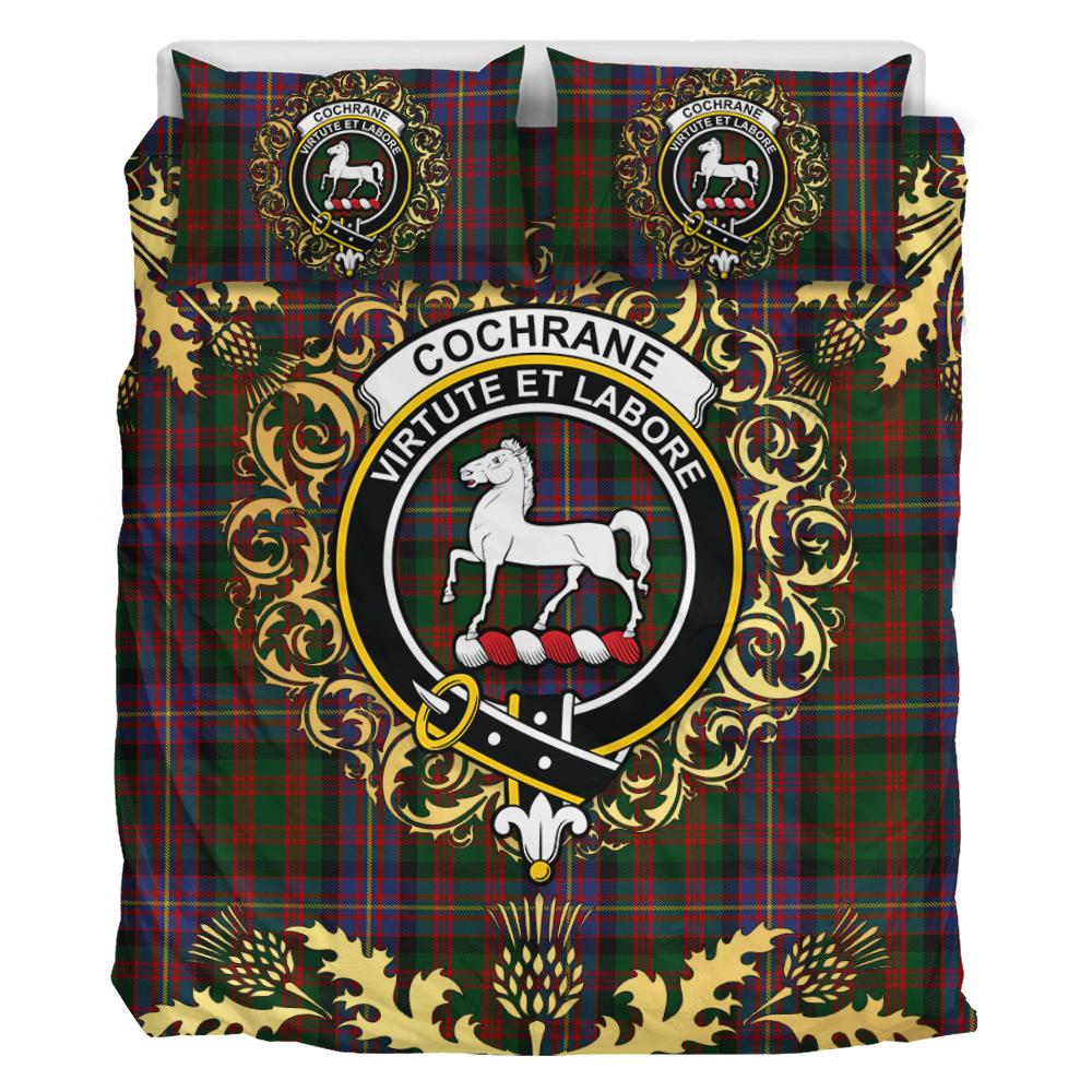 Cochrane 02 Tartan Crest Bedding Set - Golden Thistle Style