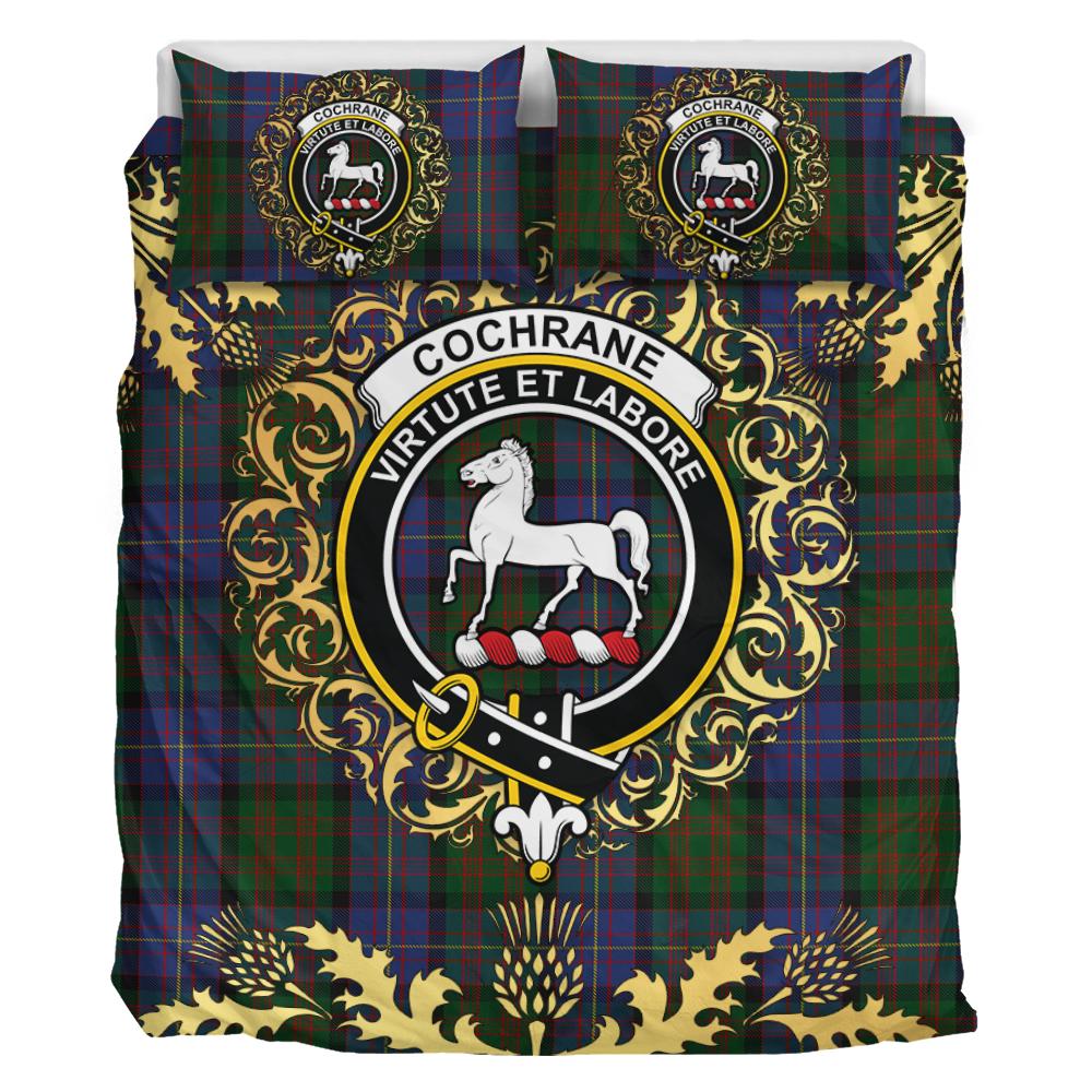 Cochrane 03 Tartan Crest Bedding Set - Golden Thistle Style
