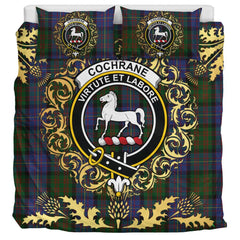 Cochrane 03 Tartan Crest Bedding Set - Golden Thistle Style