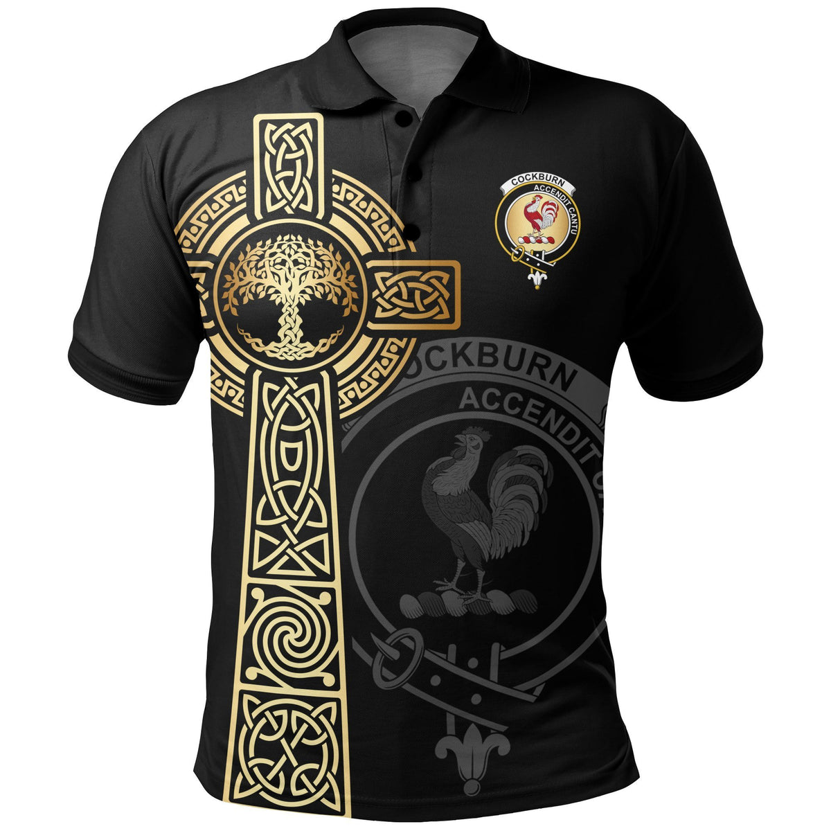 Cockburn Clan Unisex Polo Shirt - Celtic Tree Of Life
