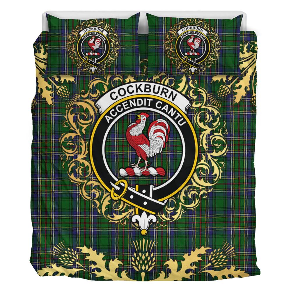 Cockburn 01 Tartan Crest Bedding Set - Golden Thistle Style
