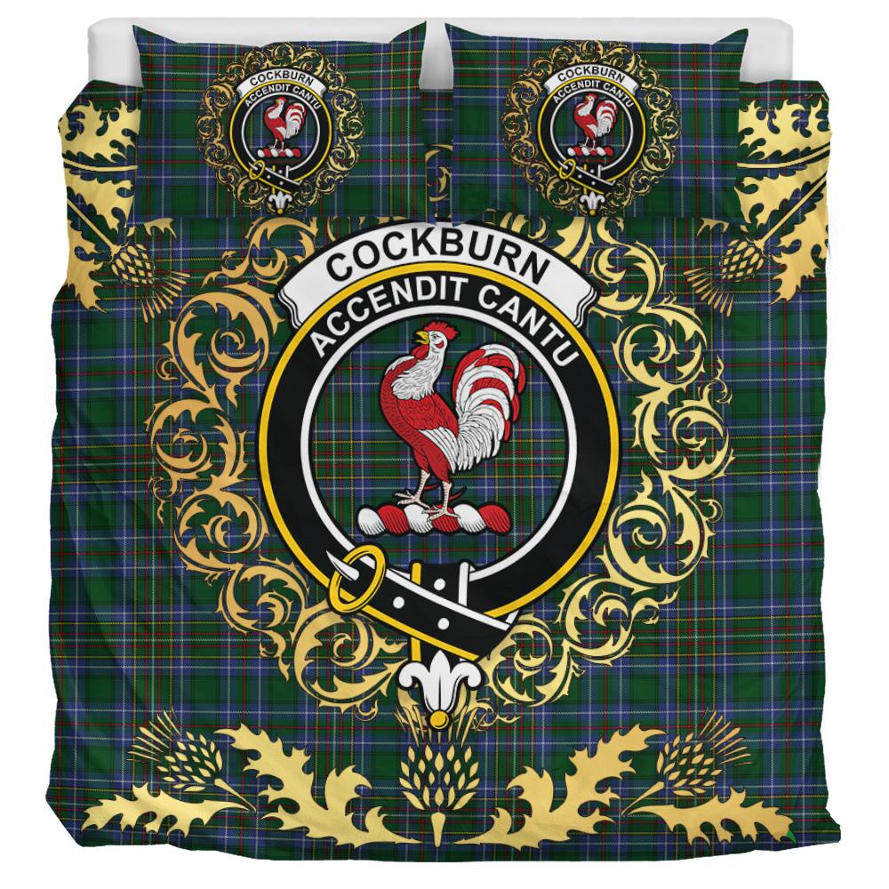 Cockburn 02 Tartan Crest Bedding Set - Golden Thistle Style