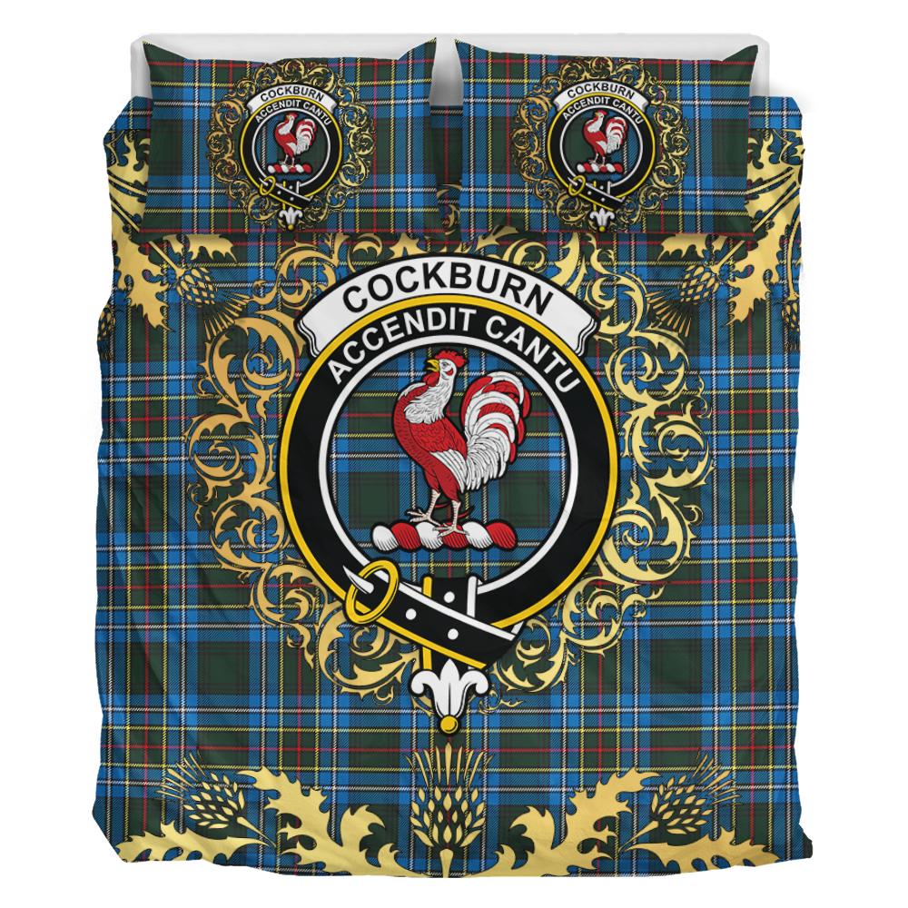 Cockburn Modern Tartan Crest Bedding Set - Golden Thistle Style