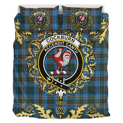 Cockburn Modern Tartan Crest Bedding Set - Golden Thistle Style