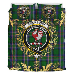 Cockburn Old Tartan Crest Bedding Set - Golden Thistle Style