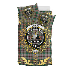 Craig Ancient Tartan Crest Bedding Set - Golden Thistle Style