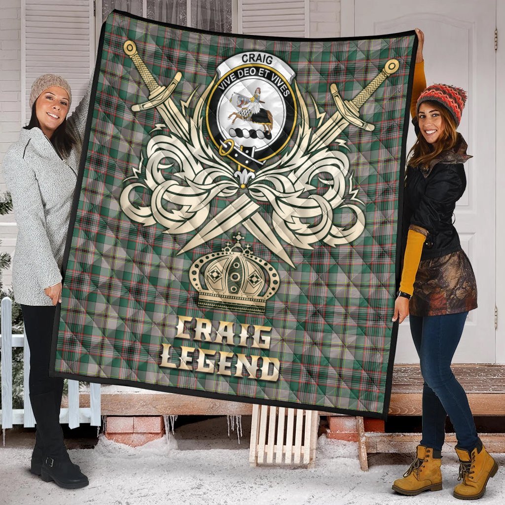 Craig Ancient Tartan Crest Legend Gold Royal Premium Quilt