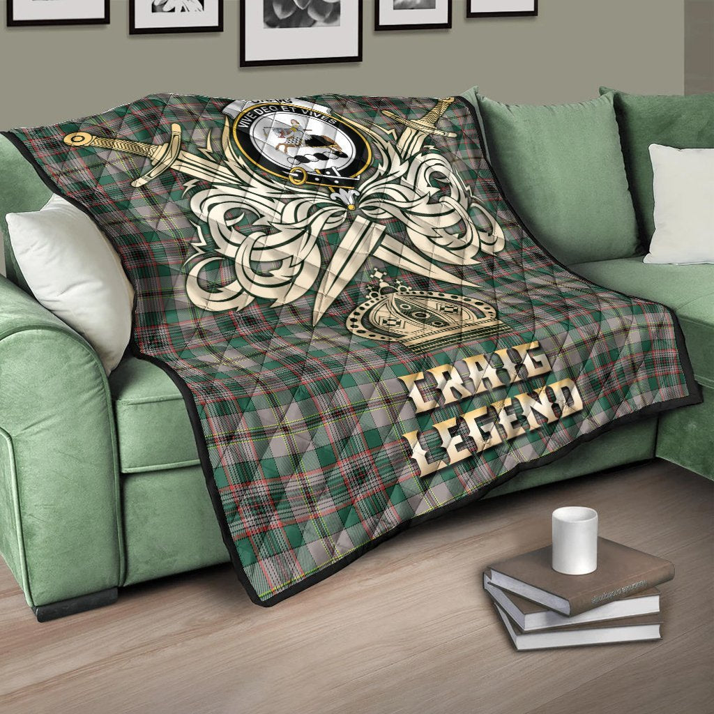 Craig Ancient Tartan Crest Legend Gold Royal Premium Quilt