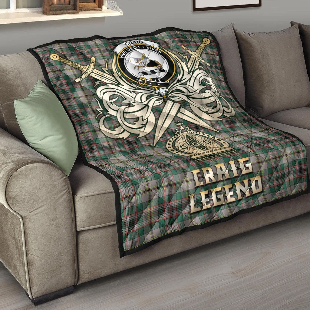 Craig Ancient Tartan Crest Legend Gold Royal Premium Quilt