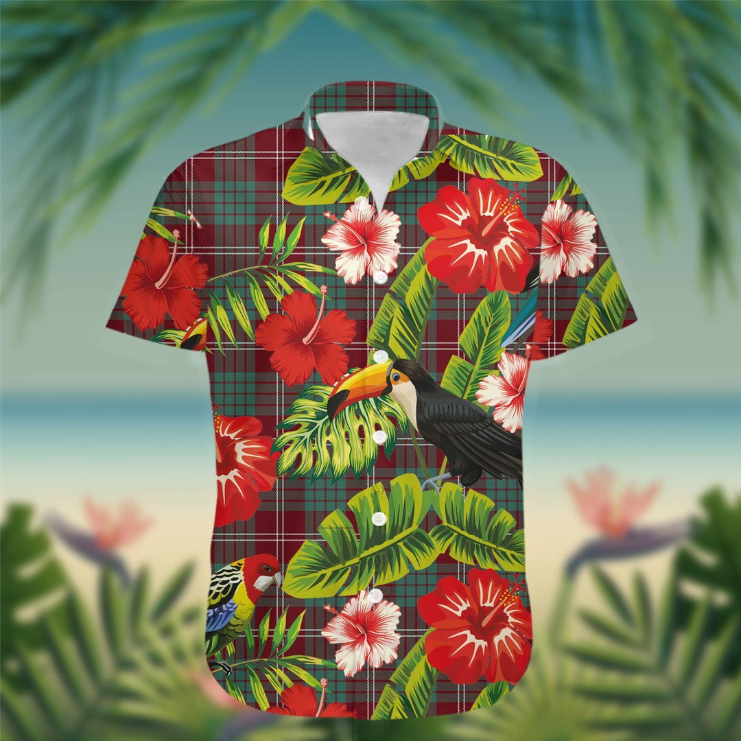 Crawford Tartan Hawaiian Shirt Hibiscus, Coconut, Parrot, Pineapple - Tropical Garden Shirt