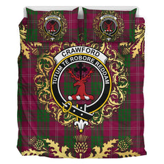 Crawford Tartan Crest Bedding Set - Golden Thistle Style