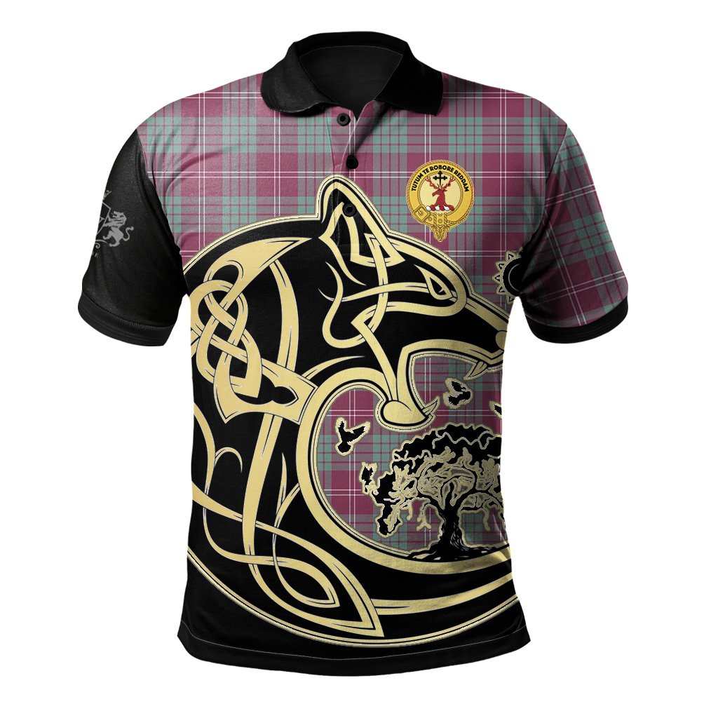 Crawford Ancient Tartan Polo Shirt Viking Wolf