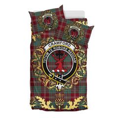 Crawford Modern Tartan Crest Bedding Set - Golden Thistle Style