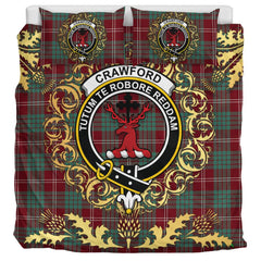 Crawford Modern Tartan Crest Bedding Set - Golden Thistle Style