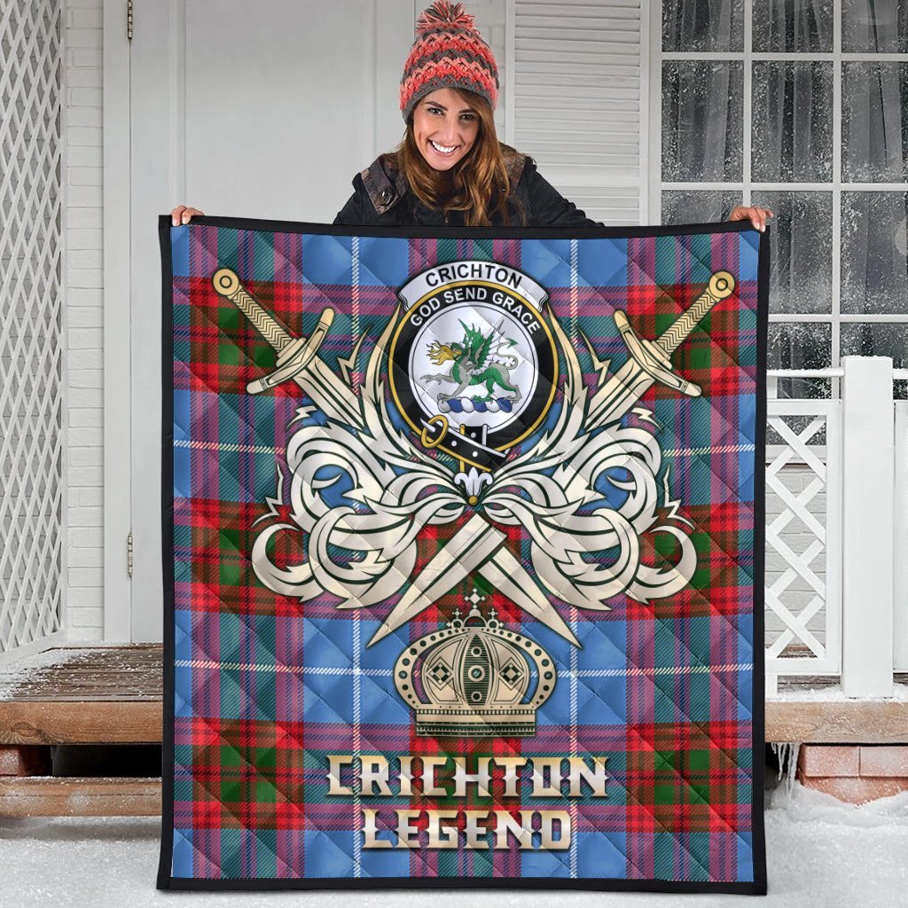 Crichton Tartan Crest Legend Gold Royal Premium Quilt