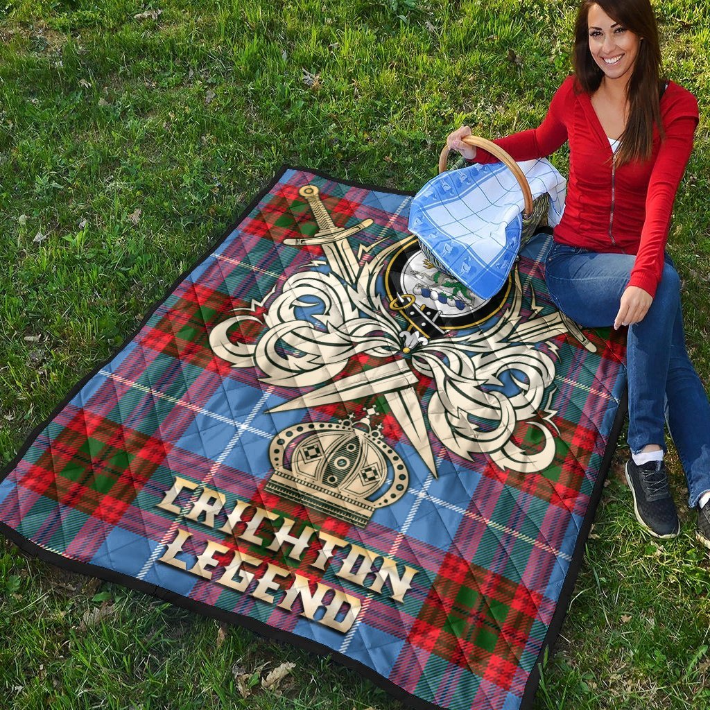 Crichton Tartan Crest Legend Gold Royal Premium Quilt