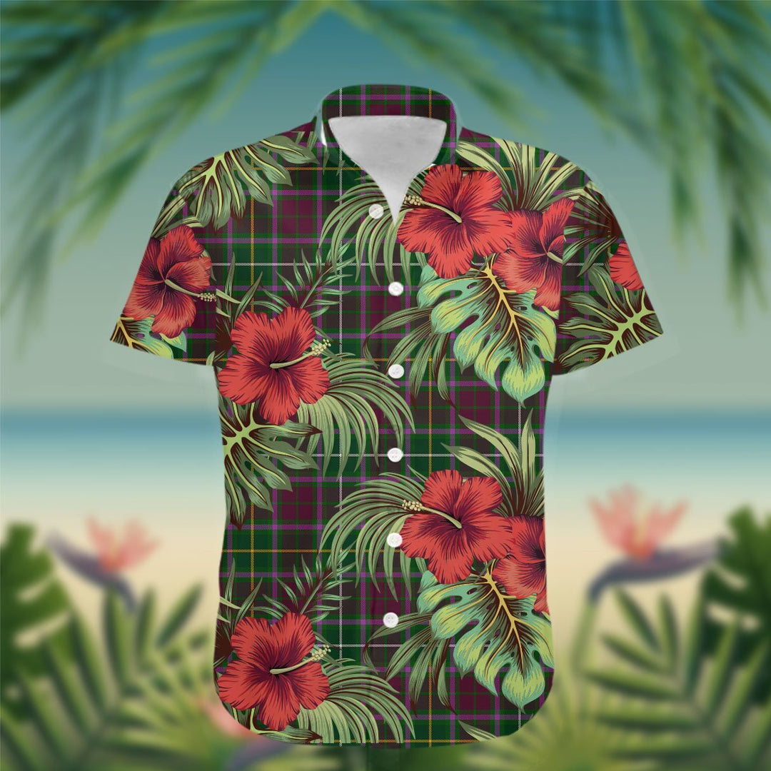 Crosbie Tartan Hawaiian Shirt Hibiscus, Coconut, Parrot, Pineapple - Tropical Garden Shirt