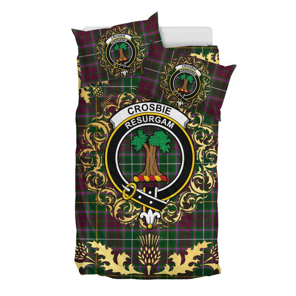 Crosbie Tartan Crest Bedding Set - Golden Thistle Style