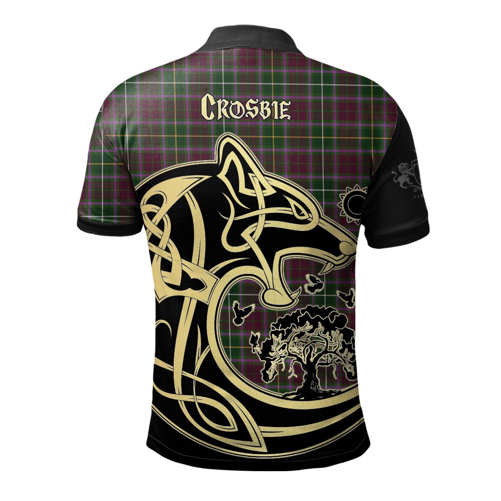 Crosbie Tartan Polo Shirt Viking Wolf