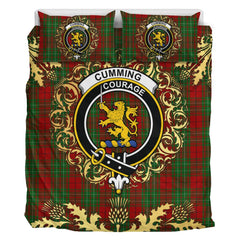 Cumming 01 Tartan Crest Bedding Set - Golden Thistle Style