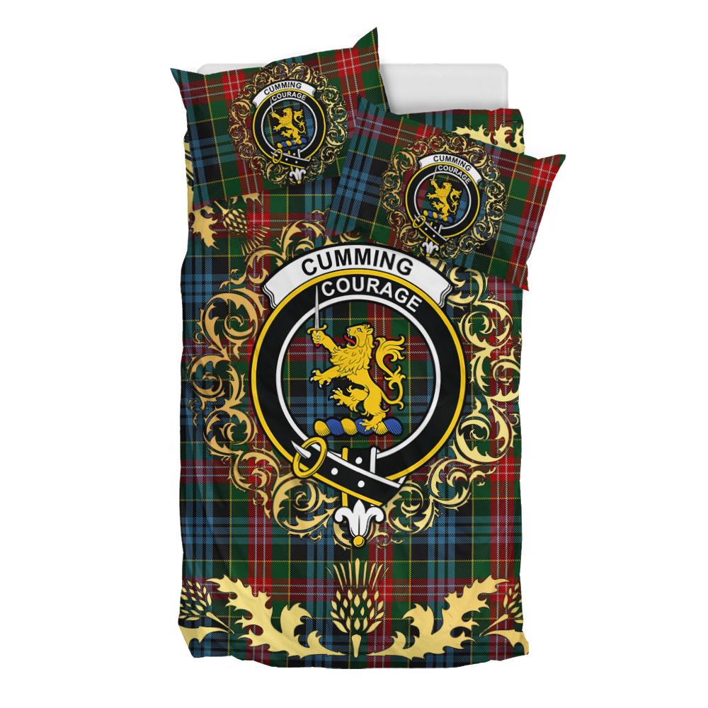 Cumming 02 Tartan Crest Bedding Set - Golden Thistle Style