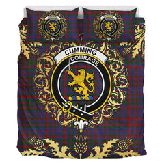 Cumming Tartan Crest Bedding Set - Golden Thistle Style
