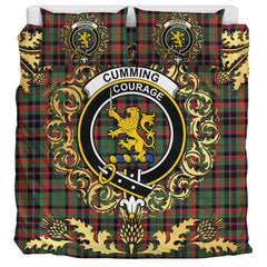 Cumming Hunting Ancient Tartan Crest Bedding Set - Golden Thistle Style