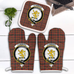 Cumming Hunting Weathered Tartan Crest Oven Mitt And Pot Holder (2 Oven Mitts + 1 Pot Holder)