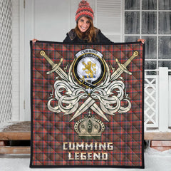 Cumming Hunting Weathered Tartan Crest Legend Gold Royal Premium Quilt