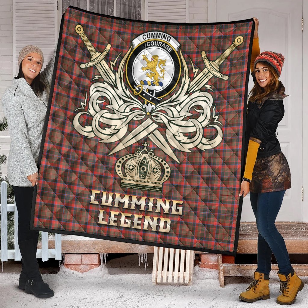 Cumming Hunting Weathered Tartan Crest Legend Gold Royal Premium Quilt