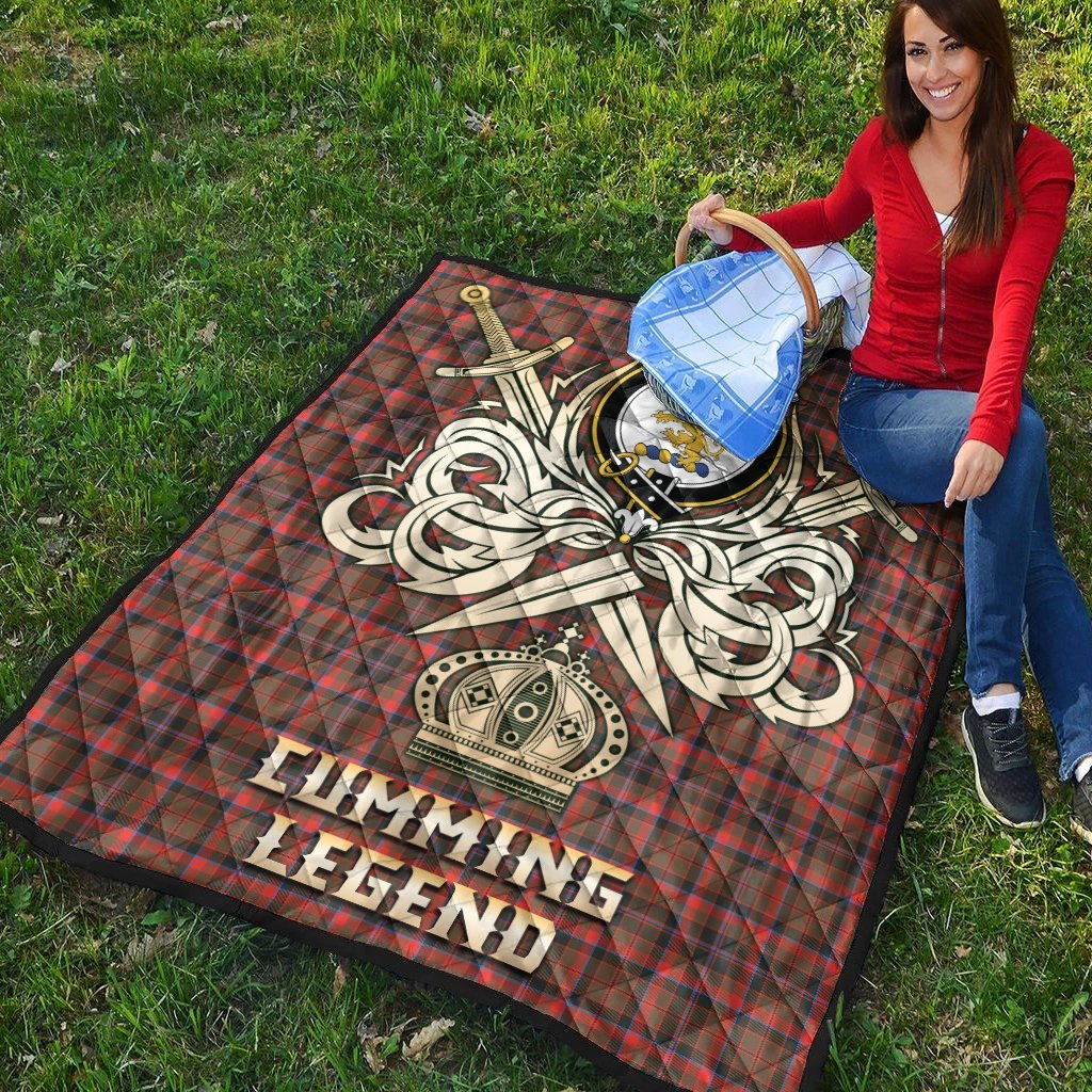 Cumming Hunting Weathered Tartan Crest Legend Gold Royal Premium Quilt