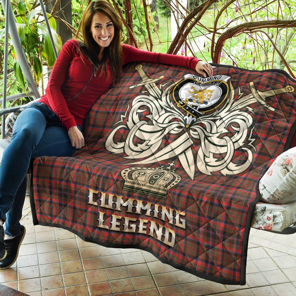 Cumming Hunting Weathered Tartan Crest Legend Gold Royal Premium Quilt