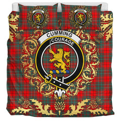 Cumming Modern Tartan Crest Bedding Set - Golden Thistle Style