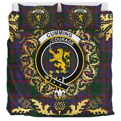 Cumming of Glenorchy Tartan Crest Bedding Set - Golden Thistle Style