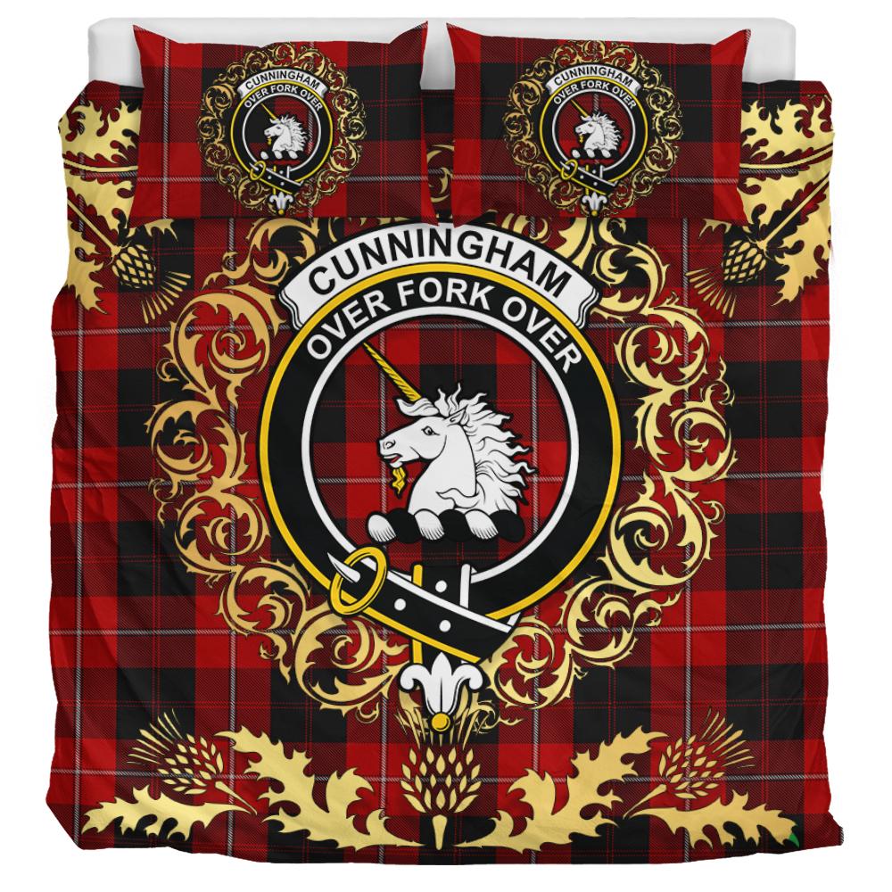 Cunningham 01 Tartan Crest Bedding Set - Golden Thistle Style