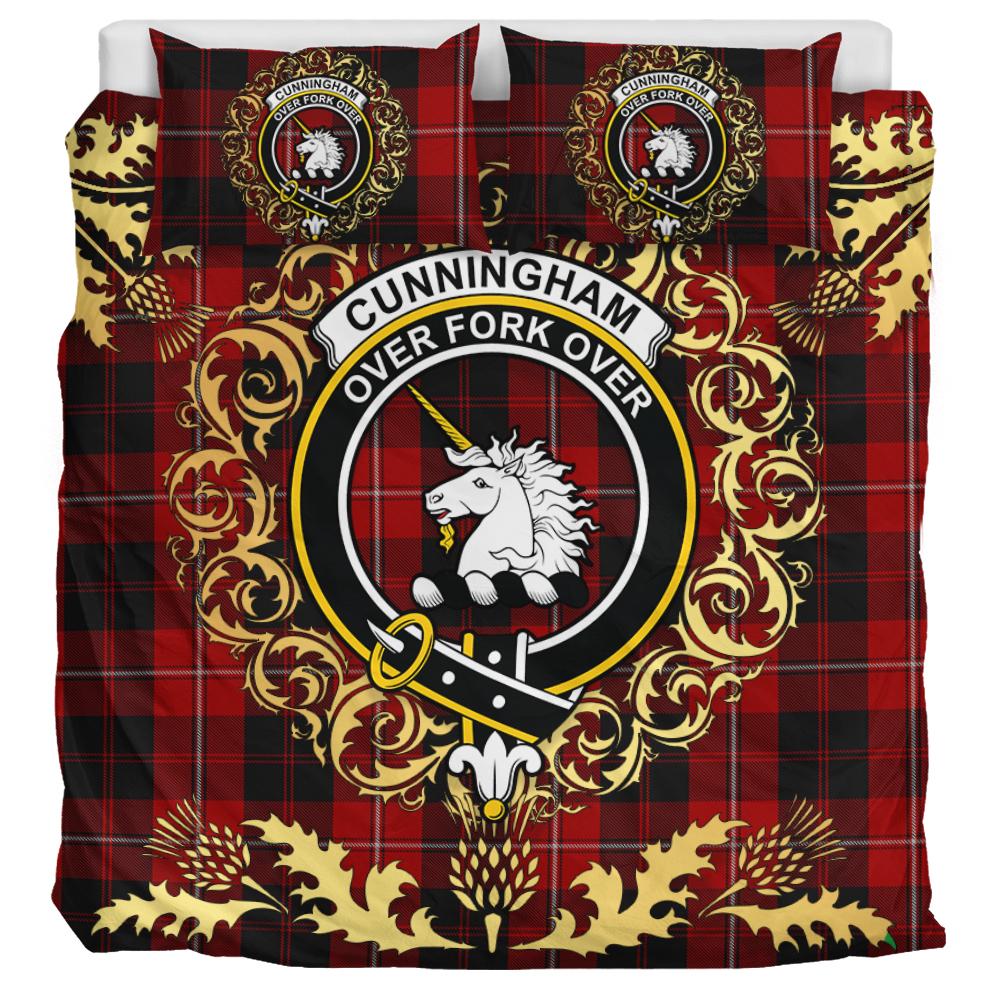 Cunningham 02 Tartan Crest Bedding Set - Golden Thistle Style