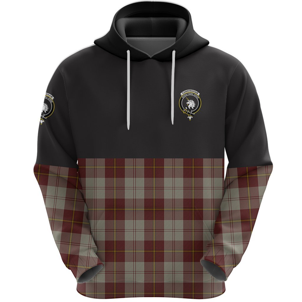 Cunningham Burgundy Dancers Clan Half Of Tartan Hoodie