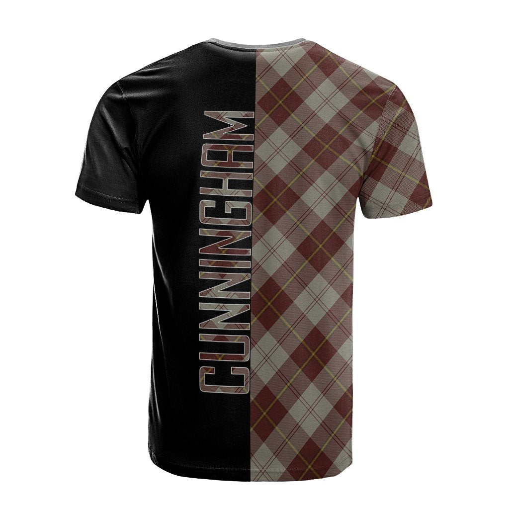 Cunningham Burgundy Dancers Tartan T-Shirt Half of Me - Cross Style