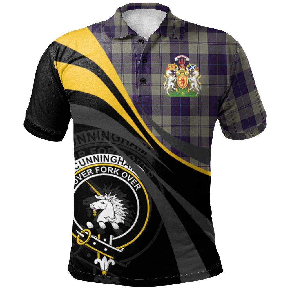 Cunningham Dress Blue Dancers Tartan Polo Shirt - Royal Coat Of Arms Style