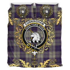 Cunningham Dress Blue Dancers Tartan Crest Bedding Set - Golden Thistle Style