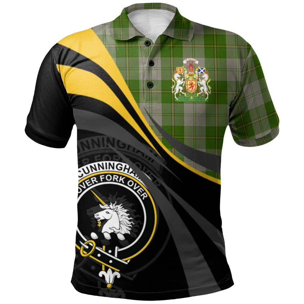 Cunningham Dress Green Dancers Tartan Polo Shirt - Royal Coat Of Arms Style