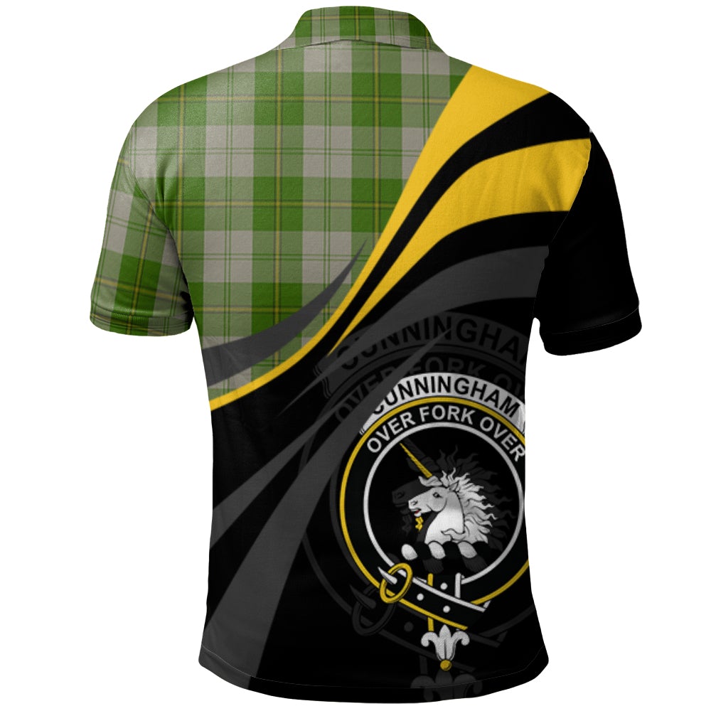 Cunningham Dress Green Dancers Tartan Polo Shirt - Royal Coat Of Arms Style