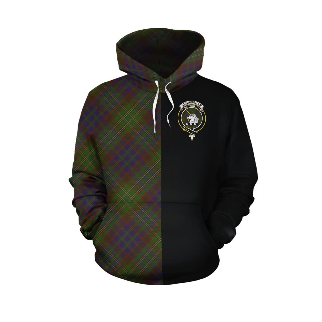 Cunningham Hunting Modern Tartan Hoodie Half of Me - Cross Style